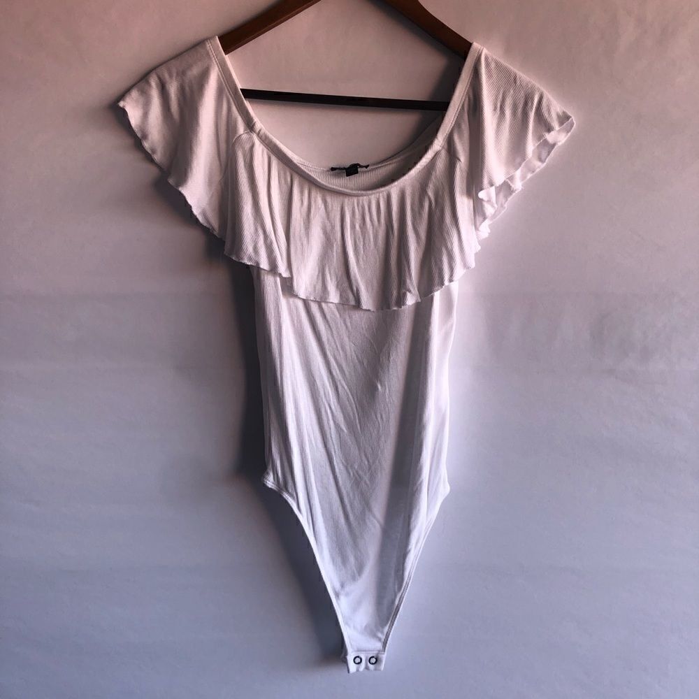 Express White Ruffle Bodysuit - Picture 2 of 5